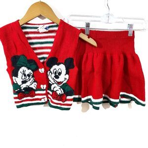 Disney Mickey Mouse Sweater Vest Skirt Set Made In USA